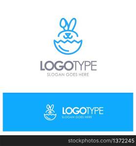 Egg, Rabbit, Easter Blue Outline Logo Place for Tagline