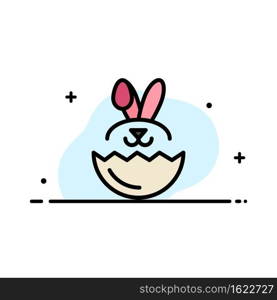 Egg, Rabbit, Easter  Business Flat Line Filled Icon Vector Banner Template