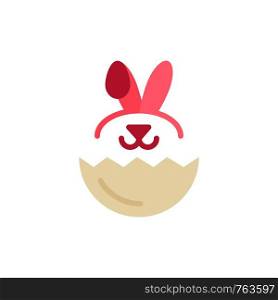 Egg, Rabbit, Easter Flat Color Icon. Vector icon banner Template
