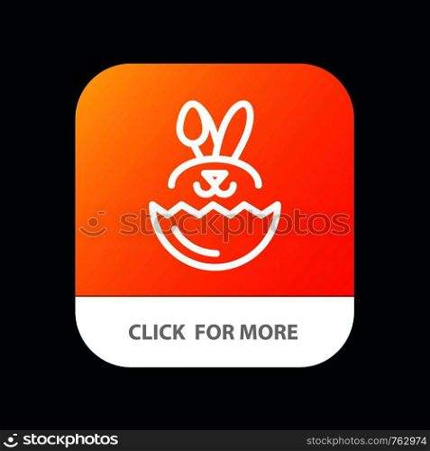 Egg, Rabbit, Easter Mobile App Button. Android and IOS Line Version