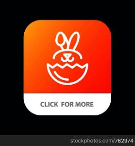 Egg, Rabbit, Easter Mobile App Button. Android and IOS Line Version