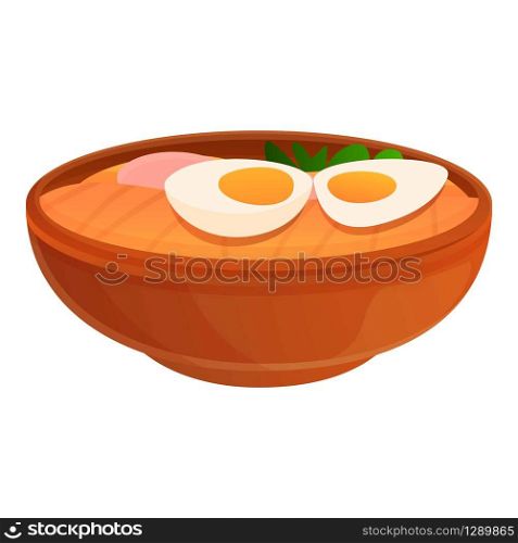 Egg ramen icon. Cartoon of egg ramen vector icon for web design isolated on white background. Egg ramen icon, cartoon style