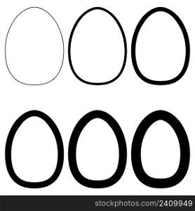 egg set with different thickness outline shapes, vector egg shape template for design