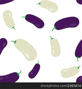 Eggplant and zucchini seamless pattern. Background with vegetables. Template with vegetable food for packaging, design and paper vector illustration
