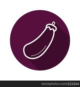 Eggplant flat linear long shadow icon. Aubergine line symbol. Vector . Eggplant flat linear long shadow icon