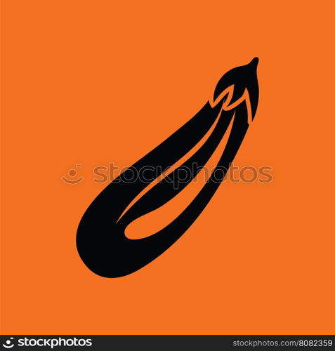 Eggplant icon. Orange background with black. Vector illustration.