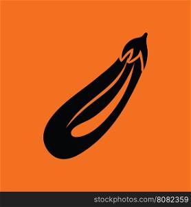 Eggplant icon. Orange background with black. Vector illustration.