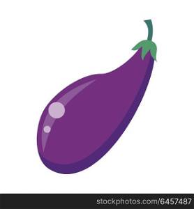 Eggplant Isolated on White. Ripe purple eggplant. Eggplant icon in flat. Healthy food element. Purple eggplant icon. Vegetable product. Isolated vector illustration on white background.