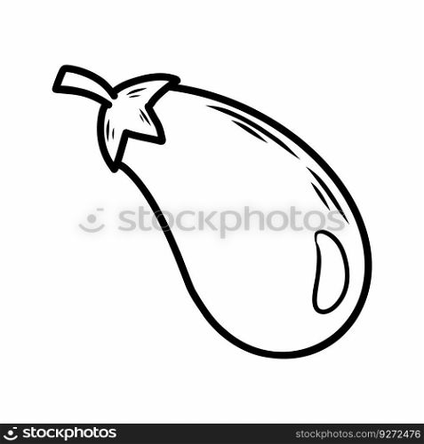 Eggplant on white background. Vector doodle illustration.