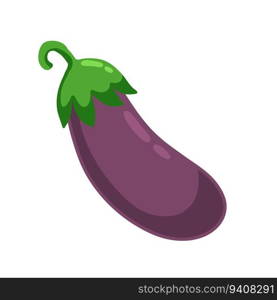 Eggplant. Purple vegetable. Natural vegan food. Flat illustration isolated on white background. Eggplant. Purple vegetable. Natural vegan food on white background