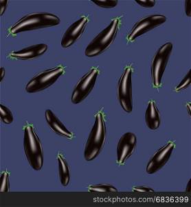 Eggplant Seamless Pattern Isolated on Blue Background. Eggplant Seamless Pattern