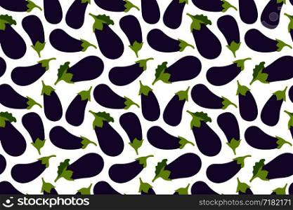 Eggplant seamless pattern. Vegetable. Hand drawn doodle vector sketch. Healthy food. Vegetarian product. Vegan menu