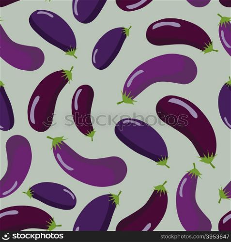 Eggplant seamless pattern. Vegetable vector background of purple Eggplant&#xA;