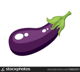 Eggplant vegetable on white background isolated icon. Vector illustration.