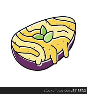 eggplant with cheese color icon vector. eggplant with cheese sign. isolated symbol illustration. eggplant with cheese color icon vector illustration