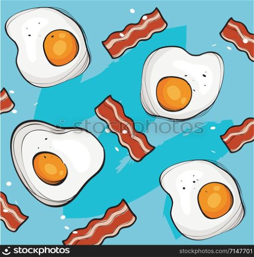 eggs and bacon background vector
