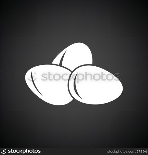 Eggs icon. Black background with white. Vector illustration.