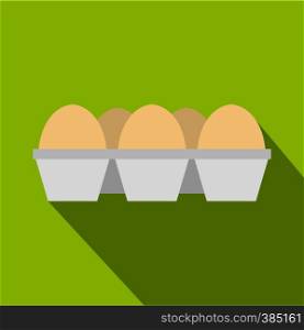 Eggs in carton package icon. Flat illustration of eggs in carton package vector icon for web design. Eggs in carton package icon, flat style