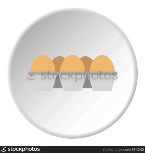 Eggs in carton package icon in flat circle isolated vector illustration for web. Eggs in carton package icon circle