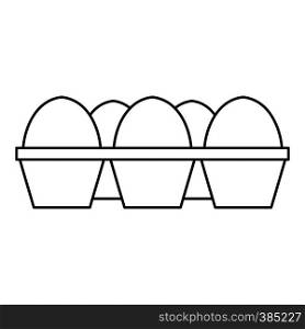 Eggs in carton package icon. Outline illustration of eggs in carton package vector icon for web design. Eggs in carton package icon, outline style