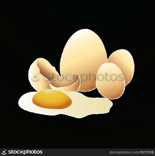 eggs isolated with black background vector illustration