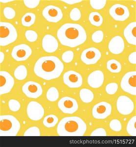 Eggs seamless pattern yellow food background