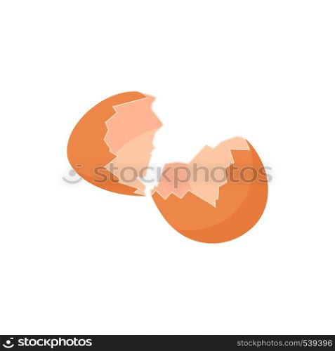 Eggshell icon in cartoon style on a white background. Eggshell icon in cartoon style