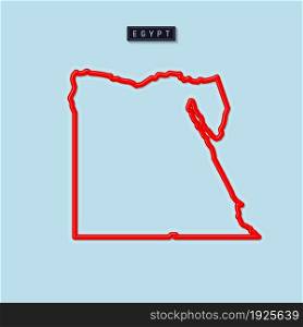 Egypt bold outline map. Glossy red border with soft shadow. Country name plate. Vector illustration.. Egypt bold outline map. Vector illustration