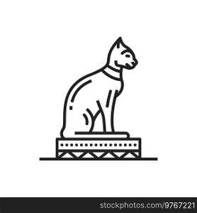 Egypt cat goddess Bastet isolated outline vector icon, ancient Egyptian deity, sacral animal monochrome symbol. Egypt cat goddess Bastet isolated outline icon