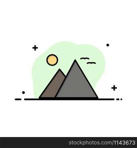 Egypt, Giza, Landmark, Pyramid, Sun Business Logo Template. Flat Color