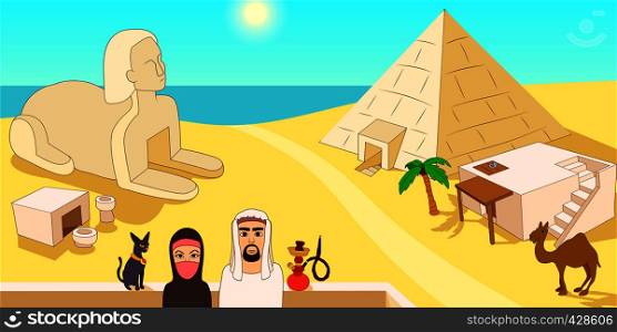 Egypt horizontal banner concept. Cartoon illustration of Egypt vector horizontal banner concept for web. Egypt horizontal banner, cartoon style