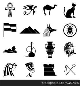 Egypt icons in black simple style for web and mobile devices. Egypt icons black