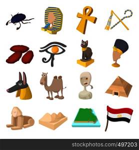 Egypt icons in cartoon style for web and mobile devices. Egypt icons cartoon
