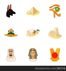 Egypt icons set. Cartoon illustration of 9 Egypt vector icons for web. Egypt icons set, cartoon style