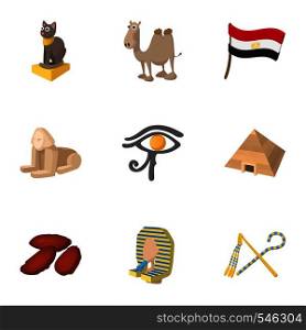 Egypt icons set. Cartoon illustration of 9 Egypt vector icons for web. Egypt icons set, cartoon style
