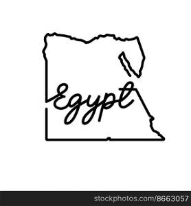 Egypt outline map with the handwritten country name. Continuous line drawing of patriotic home sign. A love for a small homeland. T-shirt print idea. Vector illustration.. Egypt outline map with the handwritten country name. Continuous line drawing of patriotic home sign