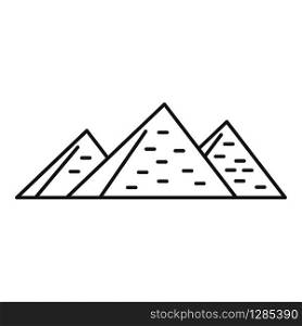 Egypt pyramids icon. Outline egypt pyramids vector icon for web design isolated on white background. Egypt pyramids icon, outline style
