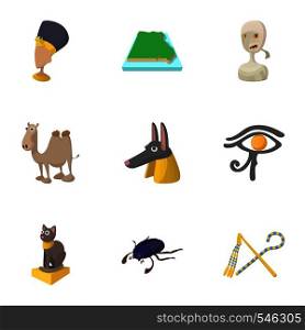 Egypt republic icons set. Cartoon illustration of 9 Egypt republic vector icons for web. Egypt republic icons set, cartoon style