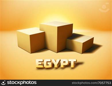 Egypt symbolic pyramid ruins represented with cube pedestal