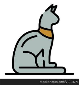 Egyptian cat icon. Outline egyptian cat vector icon color flat isolated. Egyptian cat icon color outline vector