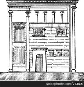 Egyptian house, vintage engraved illustration. Private life of Ancient a?? Antique family a?? 1881.