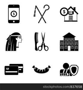 Egyptian icons set. Simple set of 9 egyptian vector icons for web isolated on white background. Egyptian icons set, simple style