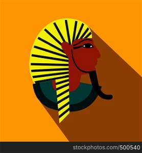 Egyptian pharaoh icon in flat style on a yellow background . Egyptian pharaoh icon, flat style