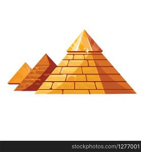 Egyptian pyramids cartoon vector illustration. Symbol of civilization of ancient Egypt, pharaohs burial place, cult place and one of wonders of world, isolated on white background. Egyptian pyramids isolated on white