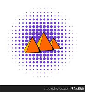 Egyptian pyramids icon in comics style on a white background. Egyptian pyramids icon, comics style