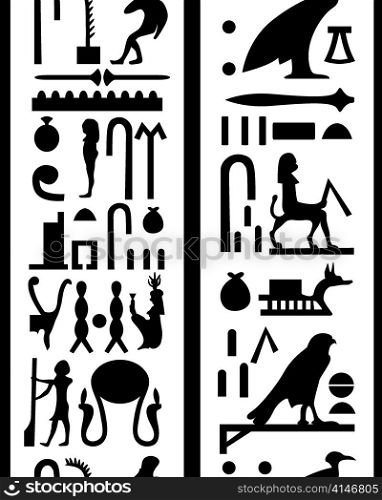 Egyptian seamless hieroglyphs pattern. For easy making seamless pattern just drag all group into swatches bar, and use it for filling any contours.