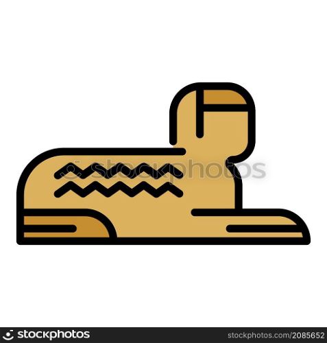 Egyptian sphinx side view icon. Outline egyptian sphinx side view vector icon color flat isolated. Egyptian sphinx side view icon color outline vector