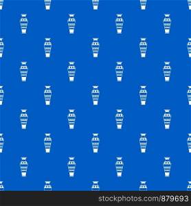 Egyptian vase pattern repeat seamless in blue color for any design. Vector geometric illustration. Egyptian vase pattern seamless blue