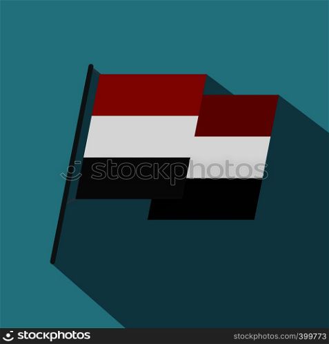 Egyptian wavy flag icon. Flat illustration of egyptian wavy flag vector icon for web isolated on baby blue background. Egyptian wavy flag icon, flat style