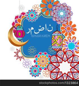 Eid al adha arabic greeting with islamic pattern. Ramadan kareem background (Translation Ramadan)